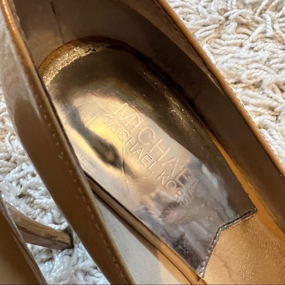 Michael Kors Nude Patent Leather Open Toe Platform Pumps - Picture 4 of 8